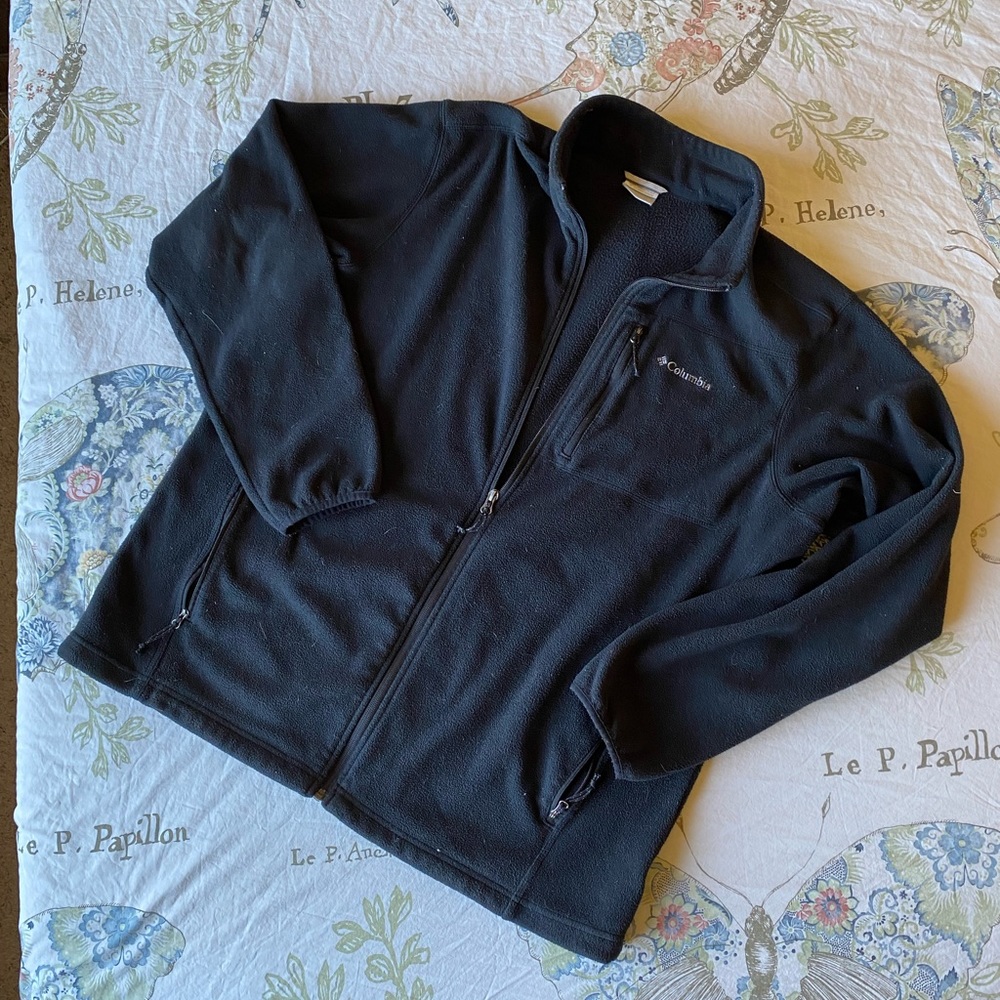 Columbia Sportswear black fleece zip front jacket men’s XL